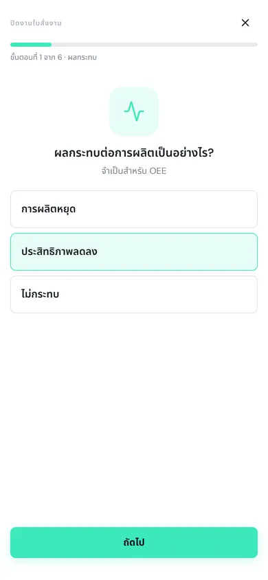 ขั้นตอนที่ 1 จาก 6 ผลกระทบ เลือกประสิทธิภาพลดลงแล้ว